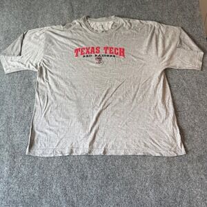 Texas Tech Red Raiders Mens XXL Heather Gray T-Shirt Double T Logo‎ Short Sleeve